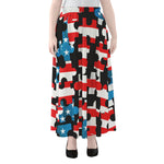 American Flag Jigsaw Puzzle Print Chiffon Maxi Skirt