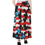 American Flag Jigsaw Puzzle Print Chiffon Maxi Skirt