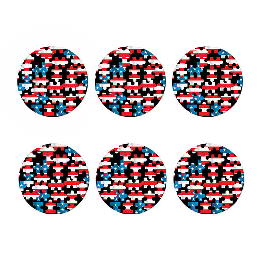 American Flag Jigsaw Puzzle Print Coaster Set