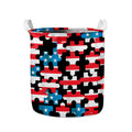American Flag Jigsaw Puzzle Print Collapsible Laundry Basket