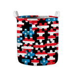American Flag Jigsaw Puzzle Print Collapsible Laundry Basket