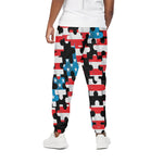 American Flag Jigsaw Puzzle Print Cotton Pants