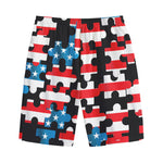American Flag Jigsaw Puzzle Print Cotton Shorts