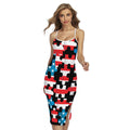 American Flag Jigsaw Puzzle Print Cross Back Cami Dress