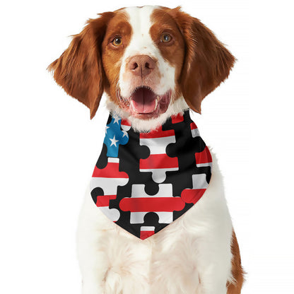 American Flag Jigsaw Puzzle Print Dog Bandana