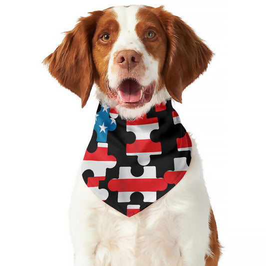 American Flag Jigsaw Puzzle Print Dog Bandana