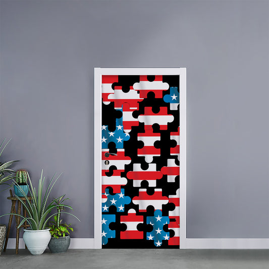 American Flag Jigsaw Puzzle Print Door Sticker