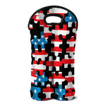 American Flag Jigsaw Puzzle Print Double Neoprene Wine Tote