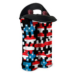 American Flag Jigsaw Puzzle Print Double Neoprene Wine Tote