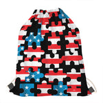 American Flag Jigsaw Puzzle Print Drawstring Bag