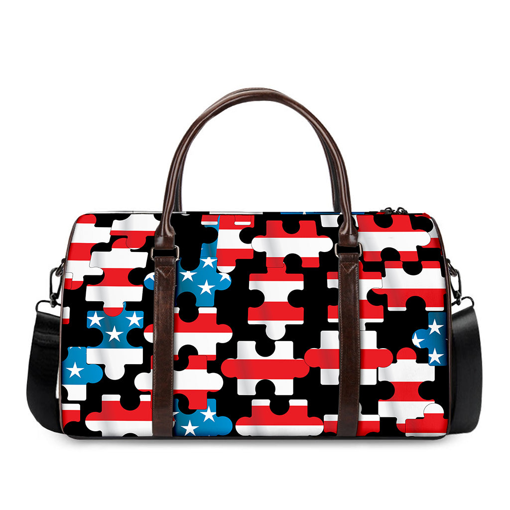 American Flag Jigsaw Puzzle Print Duffle Bag