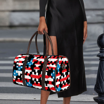 American Flag Jigsaw Puzzle Print Duffle Bag