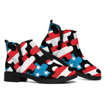 American Flag Jigsaw Puzzle Print Flat Ankle Boots