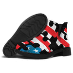 American Flag Jigsaw Puzzle Print Flat Ankle Boots