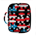 American Flag Jigsaw Puzzle Print Front Pocket Bible Bag