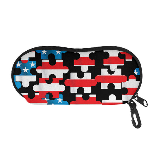 American Flag Jigsaw Puzzle Print Glasses Case