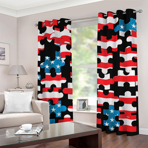 American Flag Jigsaw Puzzle Print Grommet Curtains