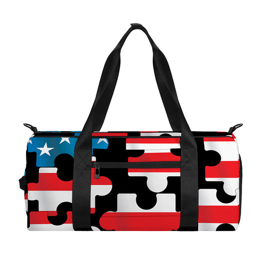 American Flag Jigsaw Puzzle Print Gym Bag