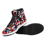 American Flag Jigsaw Puzzle Print High Top Leather Sneakers