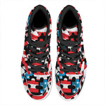 American Flag Jigsaw Puzzle Print High Top Leather Sneakers