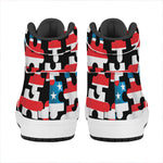 American Flag Jigsaw Puzzle Print High Top Leather Sneakers
