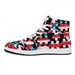 American Flag Jigsaw Puzzle Print High Top Leather Sneakers