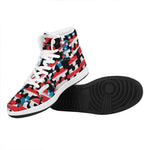 American Flag Jigsaw Puzzle Print High Top Leather Sneakers