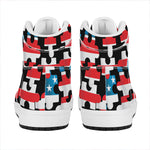 American Flag Jigsaw Puzzle Print High Top Leather Sneakers
