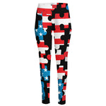 American Flag Jigsaw Puzzle Print High-Waisted Pocket Leggings