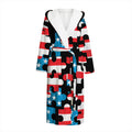 American Flag Jigsaw Puzzle Print Hooded Bathrobe