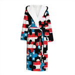 American Flag Jigsaw Puzzle Print Hooded Bathrobe