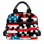 American Flag Jigsaw Puzzle Print Insulated Lunch Bag