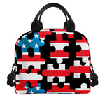 American Flag Jigsaw Puzzle Print Insulated Lunch Bag