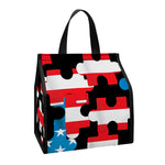American Flag Jigsaw Puzzle Print Insulated Lunch Tote