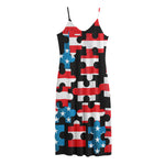 American Flag Jigsaw Puzzle Print Jersey Midi Cami Dress