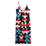 American Flag Jigsaw Puzzle Print Jersey Midi Cami Dress
