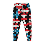 American Flag Jigsaw Puzzle Print Jogger Pants