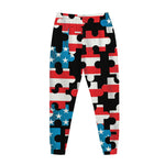 American Flag Jigsaw Puzzle Print Jogger Pants