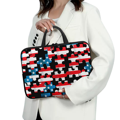 American Flag Jigsaw Puzzle Print Laptop Sleeve With Handle