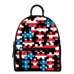 American Flag Jigsaw Puzzle Print Leather Backpack