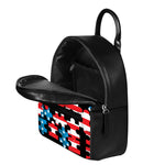 American Flag Jigsaw Puzzle Print Leather Backpack