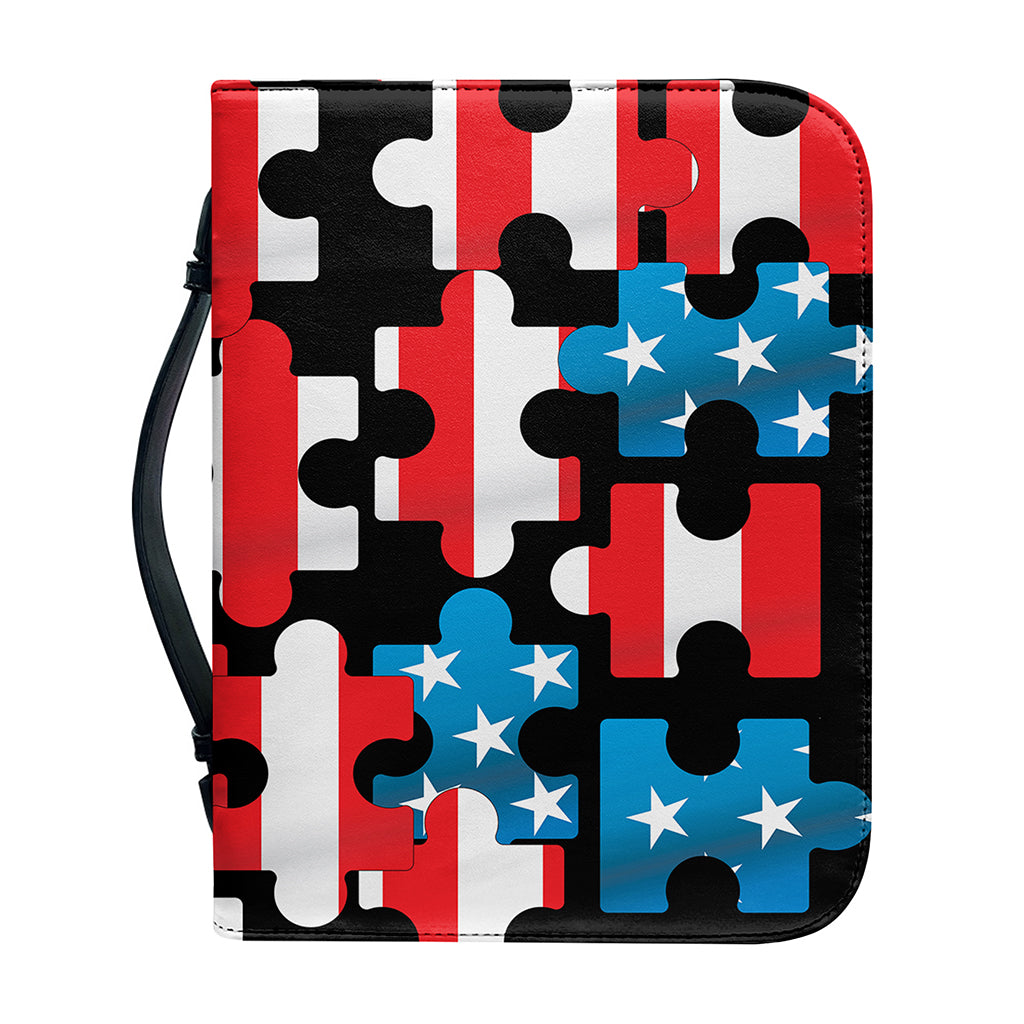 American Flag Jigsaw Puzzle Print Leather Bible Cover