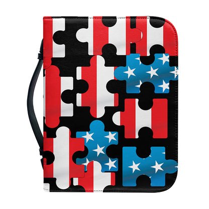 American Flag Jigsaw Puzzle Print Leather Bible Cover
