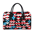 American Flag Jigsaw Puzzle Print Leather Duffel Bag