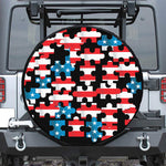American Flag Jigsaw Puzzle Print Leather Spare Tire Cover