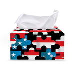 American Flag Jigsaw Puzzle Print Leather Tissue Box Cover