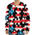 American Flag Jigsaw Puzzle Print Long Sleeve Baseball Jersey