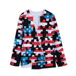 American Flag Jigsaw Puzzle Print Long Sleeve Short Coat