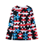 American Flag Jigsaw Puzzle Print Long Sleeve Short Coat