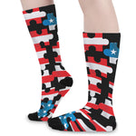 American Flag Jigsaw Puzzle Print Long Socks